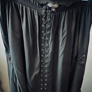 Rock & Republic Black Lace-Up Detail Blouse